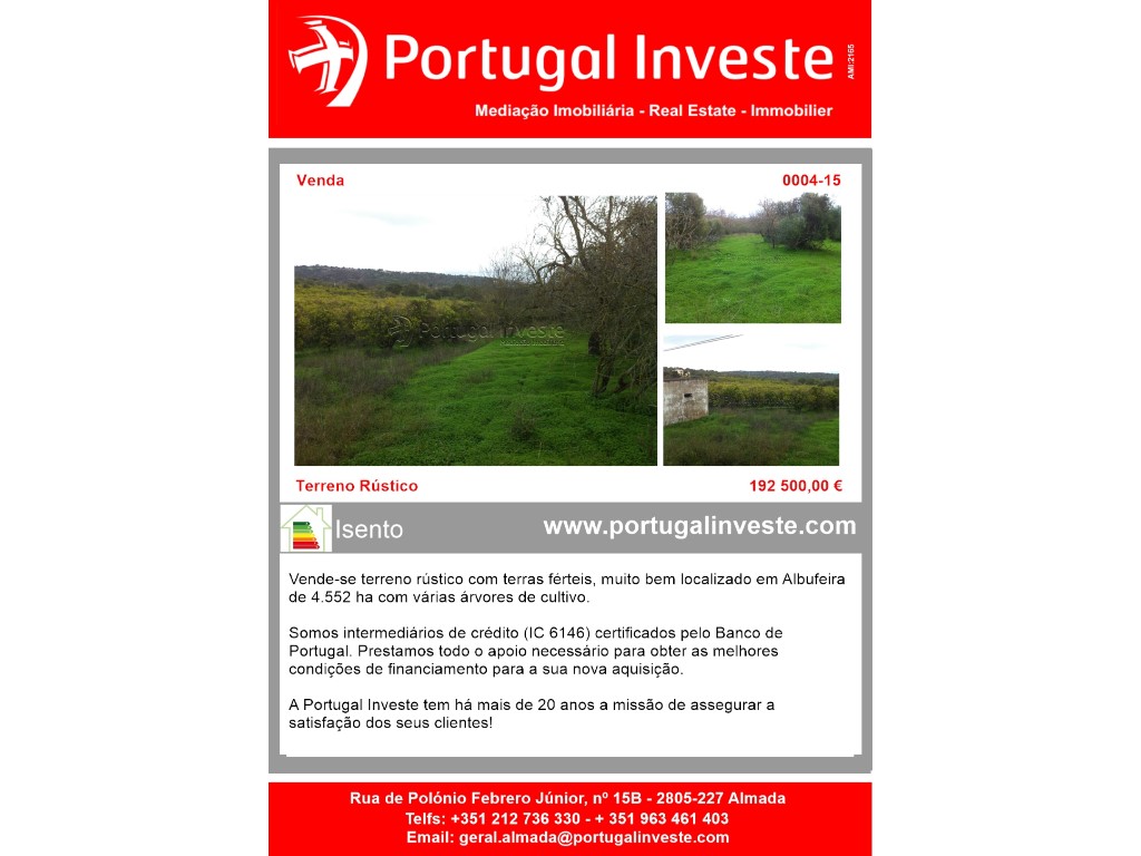 Terreno rústico com terras férteis, muito bem localizado em Albufeira - Portugal Investe