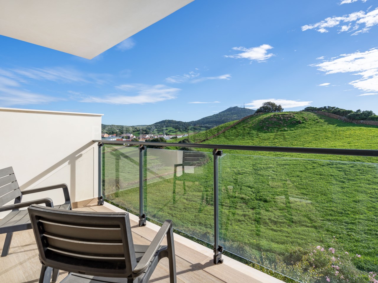 Bedroom terrace with camp views in luxury house in Mercadal