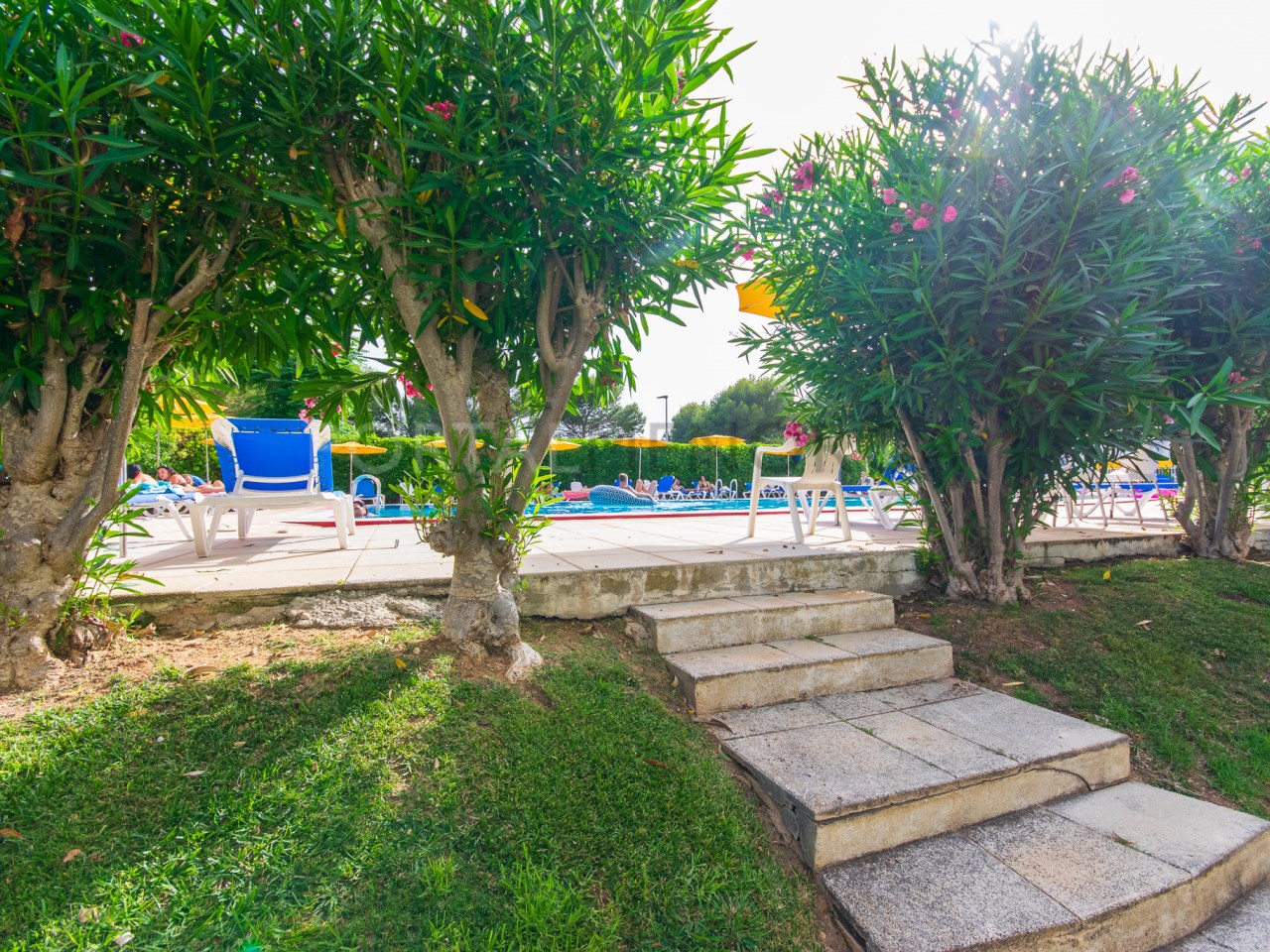 Acceso directo piscina en planta baja con jardín al lado de la playa de Santo Tomás