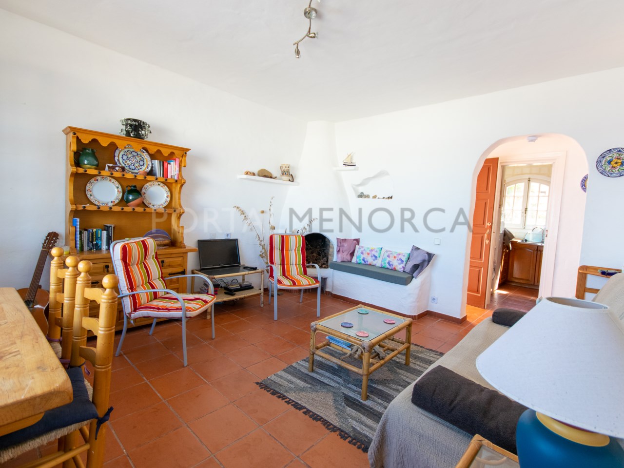 Living room of apartment with sea views in Playas de Fornells