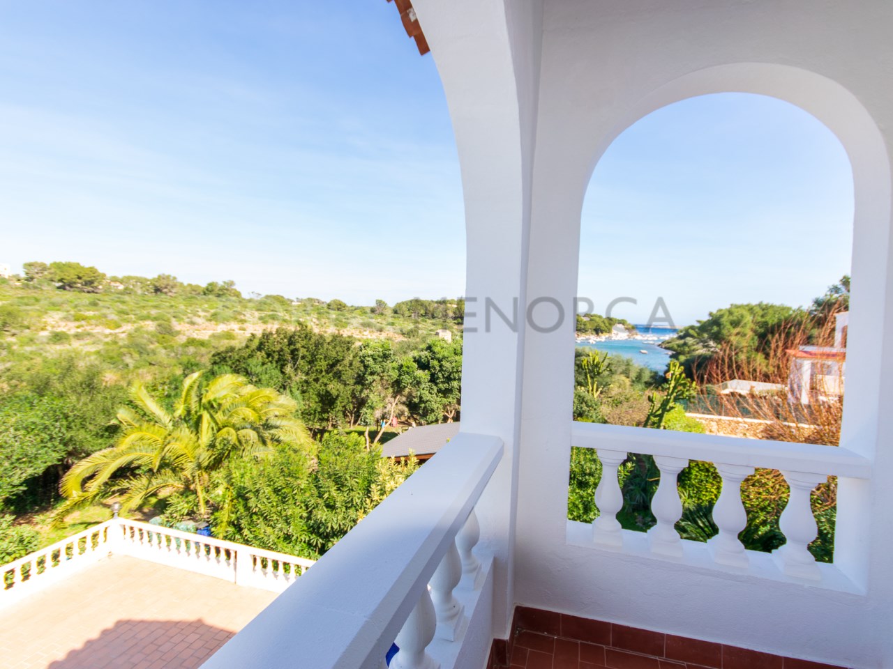 Views from terrace in villa with pool, sea views and tourist license in Addaia