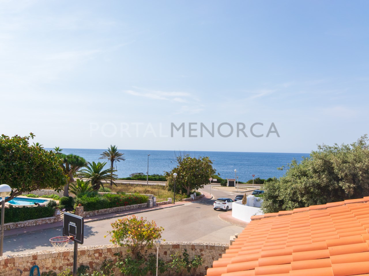 View from the upper terrace in villa with tourist license for sale in Cala n Bosch