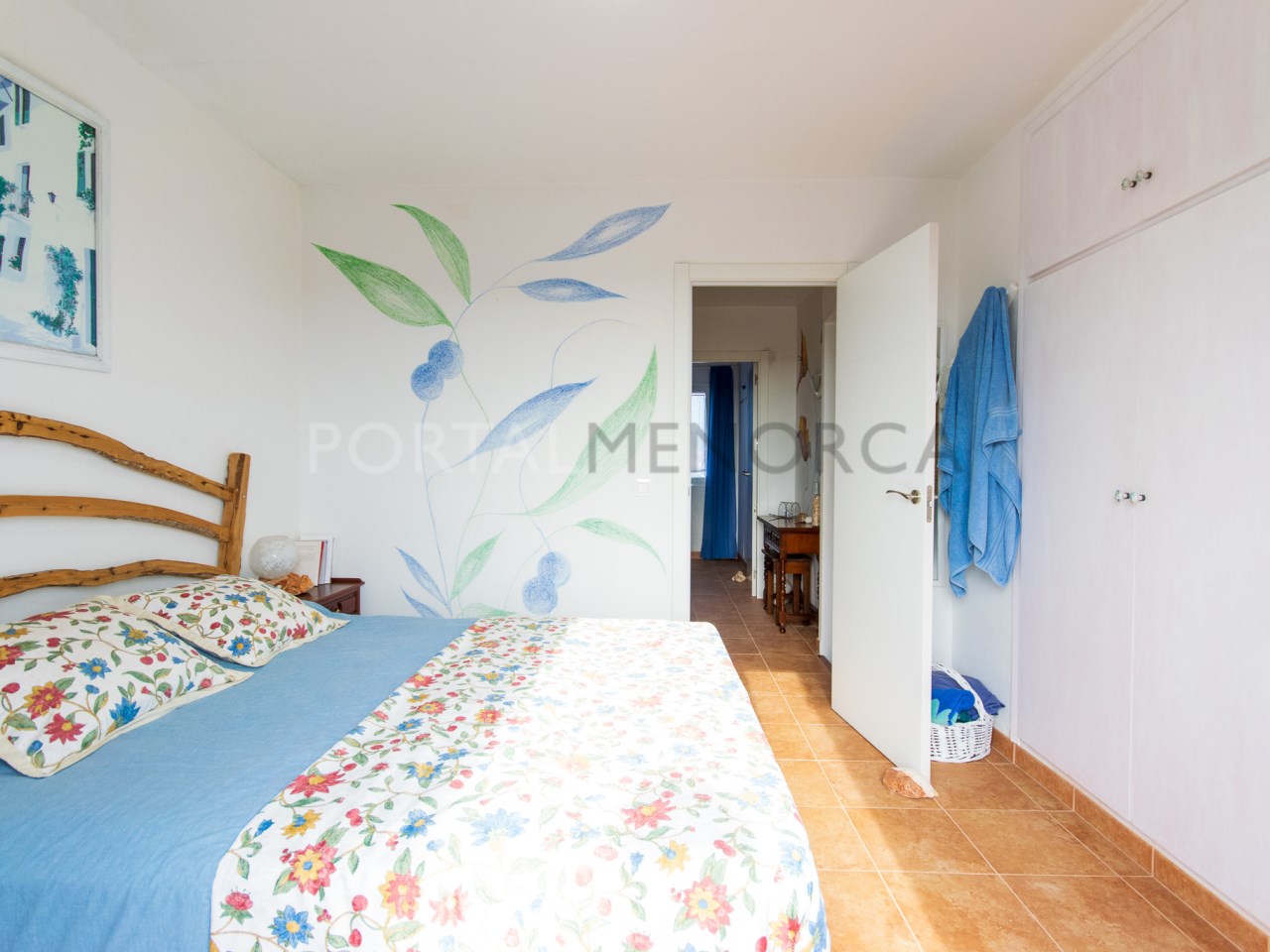 Master bedroom of two bedroom townhouse for sale in Cales Coves