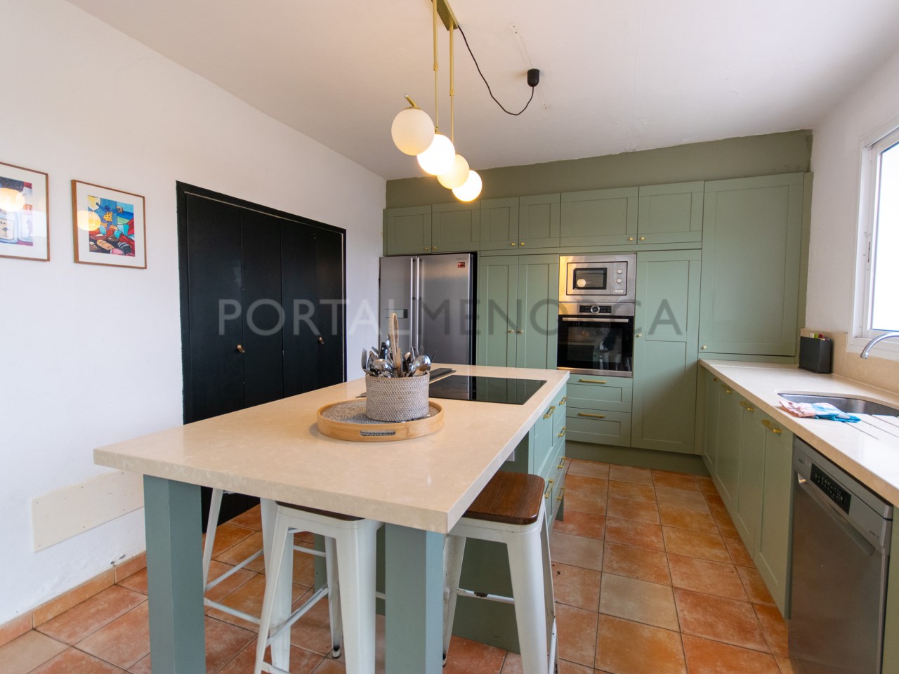 Kitchen of charming house with grounds and views of the village of Ferreries