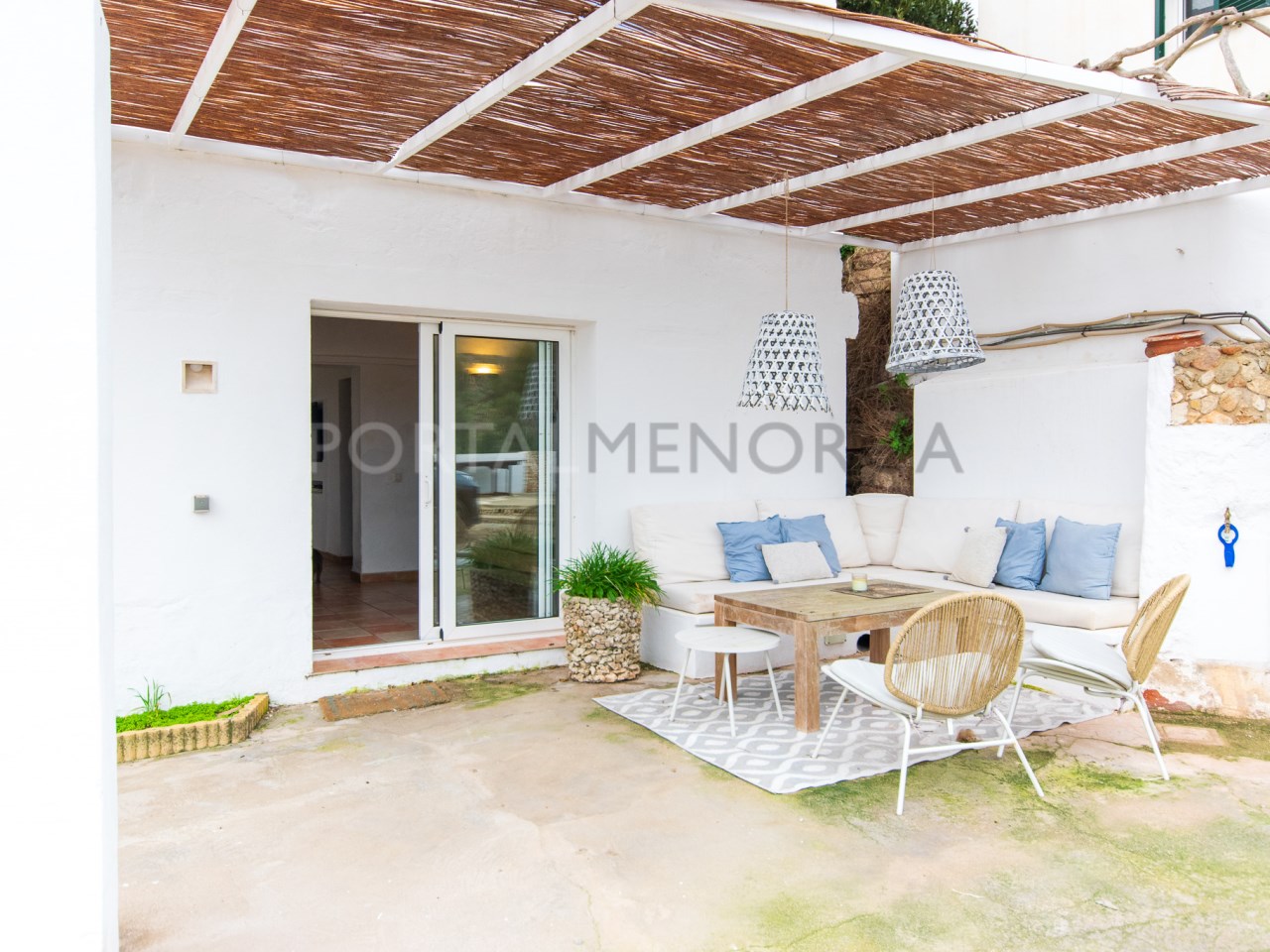 Terrace of charming house with land and views of the village of Ferreries