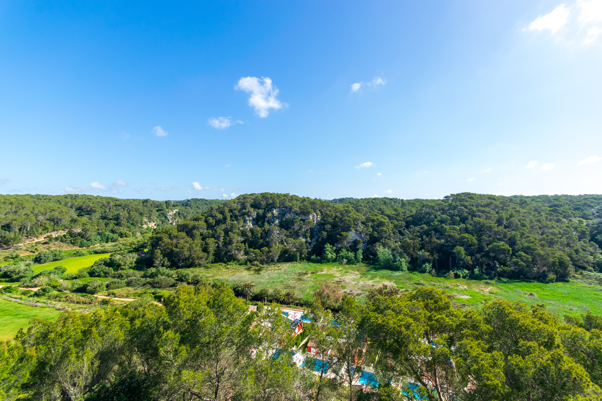 Views of the ravine from terrace of apartment in Cala Galdana