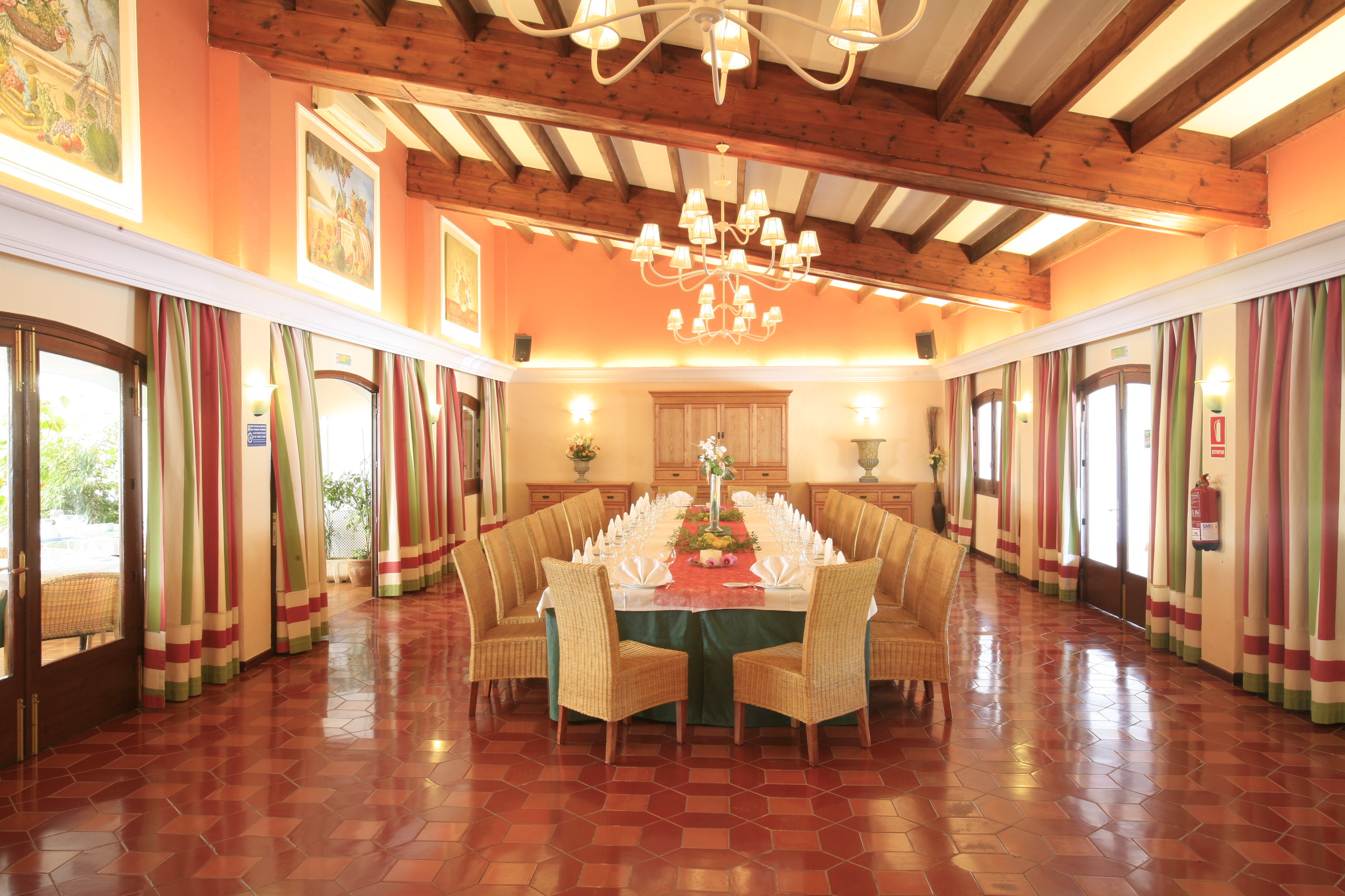 1st floor dining room set up in Bar-Restaurant with swimming pool and leisure area in Son Bou