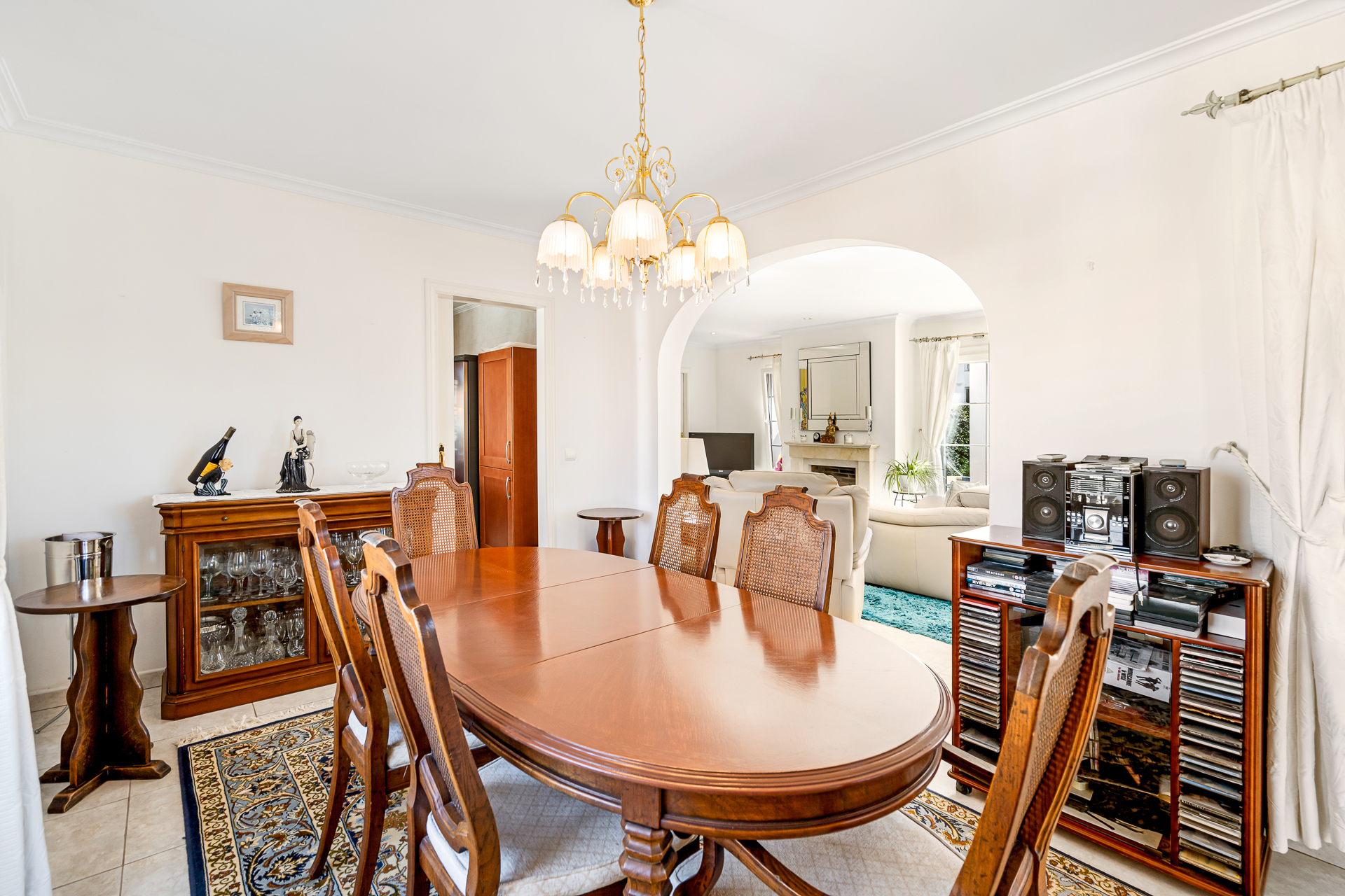 Dining room of detached villa with sea views in Addaia